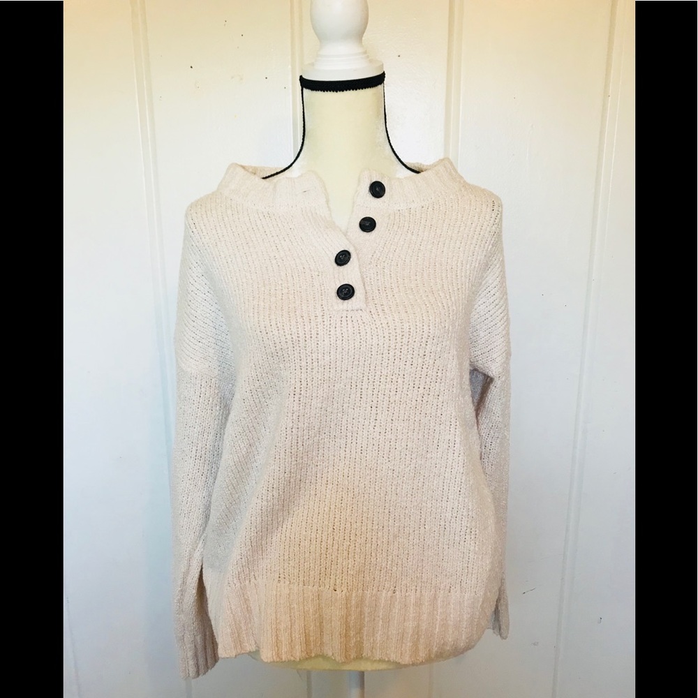 AEO off white button front sweater